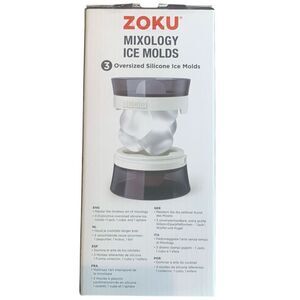 ZOKU Black Geometric Mixology Silicone Ice Molds - Set of 3 Sphere, Cube, Jack